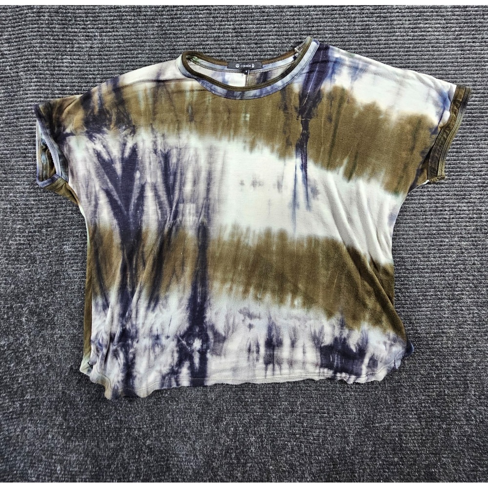 Coin 1804 Shirt Top Womens 1X Multicolor Tie Dye Oversized Short Sleeve Crewneck